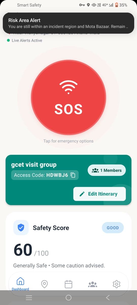 home page with notification